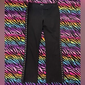 Grunge Alt Black Pants with Studded Sides